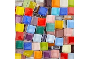 OAKBUD Mosaic Tiles for Crafts Assorted Color Glass Glitter Mosaic Supplies Pieces Bulk Square Square 1x1 cm, 220 Pieces/200g (Panchromatic Mix)