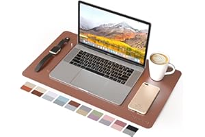 RENMTURE Double-Sided Two-Tone Faux Leather Desk mat Desktop Organization and Accessories Home and Office Large Mouse pad Game and Work (Brown/Gray, 23.6" x 13.7")