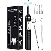 Plaque Remover for Teeth, Dental Cleaning Kit Tartar Remover for Teeth with LED Light &amp; 5 Modes, Rechargeable Dental Cleaner, 4 Replaceable Heads