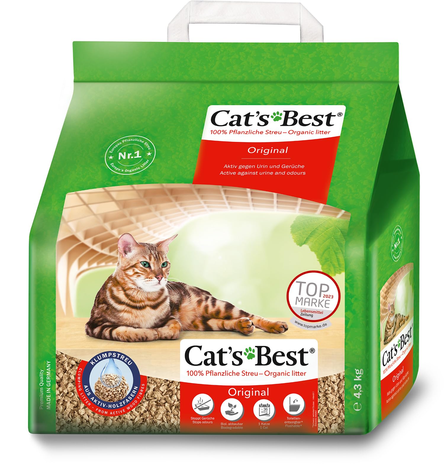 Cat's Best Wood Fibre Cat Litter, 4.3kg