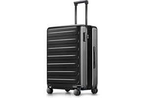 NINETYGO Carry On Luggage 22x14x9 Airline Approved, 20 Inch Luggage with Smooth Spinner Wheels, Expandable, Hard Shell PC Suitcase, Lightweight Travel Luggage, TSA Approved (Black, Rhine Max)