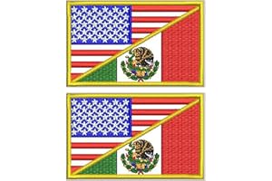 EmWoot 2PCS American Mexican Flag Patch Embroidered Morale Patch Military Tactical Patches Hook and Loop Applique Fastener
