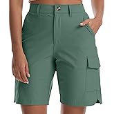 Kcutteyg Women's Lightweight Hiking Cargo Shorts with Pockets-8" Inseam Water Resistant Athletic Shorts for Golf Casual
