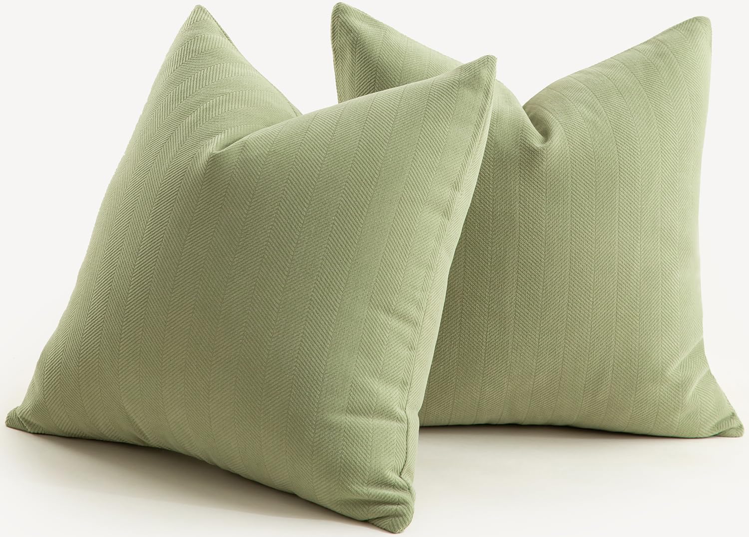 Mandioo Pack of 2 Chenille Cushion Covers Soft Comfortable Durable Throw Pillow Cases for Home Decor Sofa Couch Living Room Bedroom 20 x 20 Inch 50x50 cm Sage Green