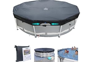 SIHAIAN 16 Ft Pool Cover, Quick Installation and Removal Above Ground Pool Cover, One-Piece Round Pool Cover, Waterproof, Preventing Waterlogging, UV and Weather Resistant Solar Swimming Pool Cover