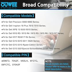 OUWEE 86Wh 69KF2 Battery Replacement for Dell G7 15