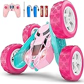 cosone Remote Control Car Pink RC Cars for Girls, RC Stunt Cars with 4WD Double-Sided Driving 360° Flips Rotating, Outdoor Toys for Kids Age 6 7 8 Valentines Day Gifts Birthday Gifts
