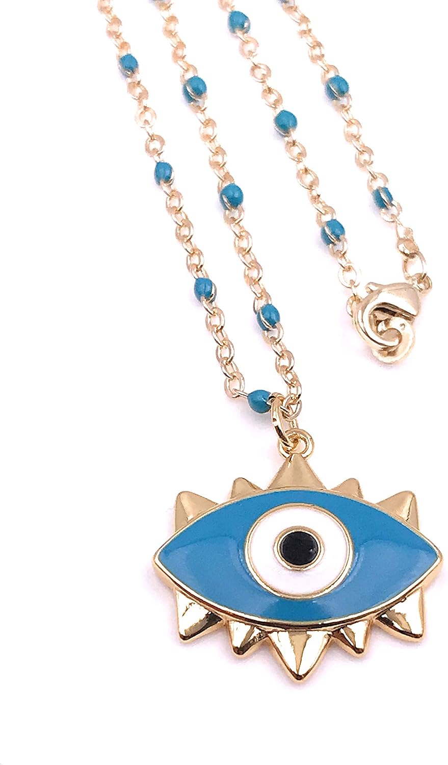 LESLIE BOULES Gold Plated Evil Eye Pendant Necklace