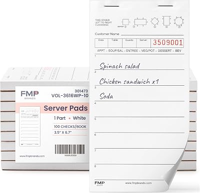 FMP Brands 20 Restaurant Order Pads 100 Sheets Waiter Guest Checks 8 Line
