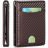 LOUEBICA Wallet for Men Leather Slim Bifold Card Holder RFID Blocking Minimalist Front Pockets Wallet with Money Clip