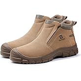 SFSDOUN Welding Boots for Men Slip On Work Boots for Men Fireproof Steel Toe Boots Men's Steel Toe Shoes Indestructible Safety Toe Shoes Construction Boots for Welder Men's Work Shoes.