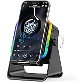 Wireless Induction Portable Bluetooth Speaker - 5 in1 Bluetooth Speaker Phone Stand with Colorful Ambient Light 360° Rotation Compatible with Most Phones - Unique Birthday Gift for Men Women Adults