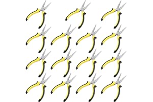 SINJEUN 15 Pack 6 Inch Needle Nose Pliers, Long Needle Nose Pliers with Wire Cutter, Insulated Handle Side Cutting Long Nose Pliers for Cutting and Bending Wire