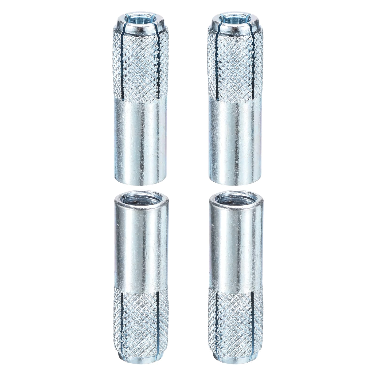 DTGN 1/2" x 2" Drop-In Anchors - 4 Pack - Good for Dry Walls Hollow Bricks Plaster - Carbon Steel Sleeve Anchors Tool Expansion Anchors - Silver