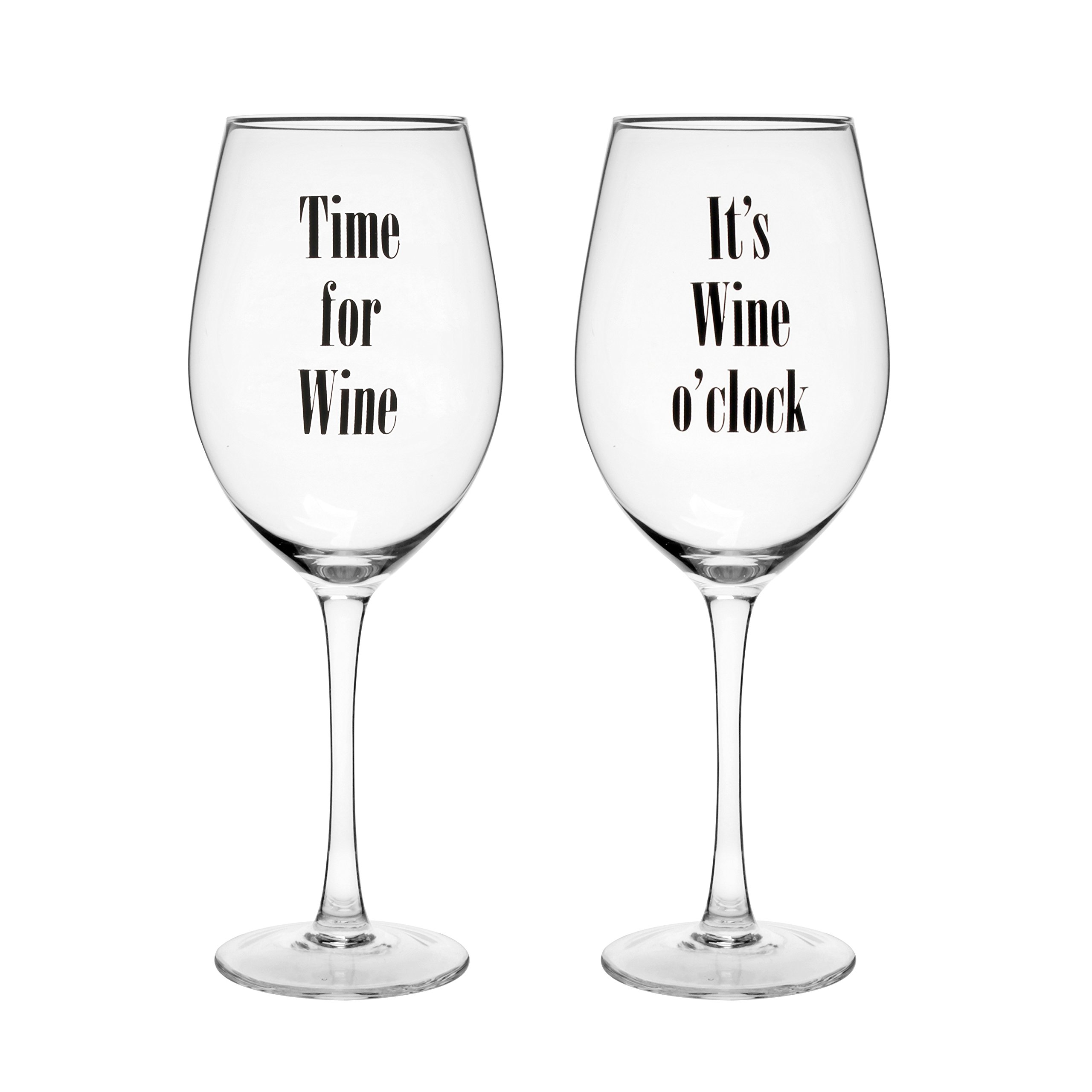 Large Wine Glasses, Verity Time for Wine, Set of Two