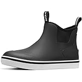 HISEA Deck Rain Boots for Men, Waterproof Fishing Rubber Boots with High Traction, Men's Ankle Saltwater Chelsea Boots for Gardening, Boating, Sailing