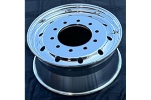 GENERIC ALUMINUM WHEELS 22.5 X 9 FLAT FACE & HUB PILTED(METRIC), HIGH POLISHED FOR STEER POSITION OF DUMP TRUCK, TIRE:315/65R22.5