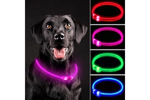 NOVKIN LED Dog Collar, Rechargeable Light Up Dog Collars,IP67 Waterproof Dog Lights for Night Walking，Adjustable, Reusable Safety Necklace for Small Medium Large Dogs (Pink)