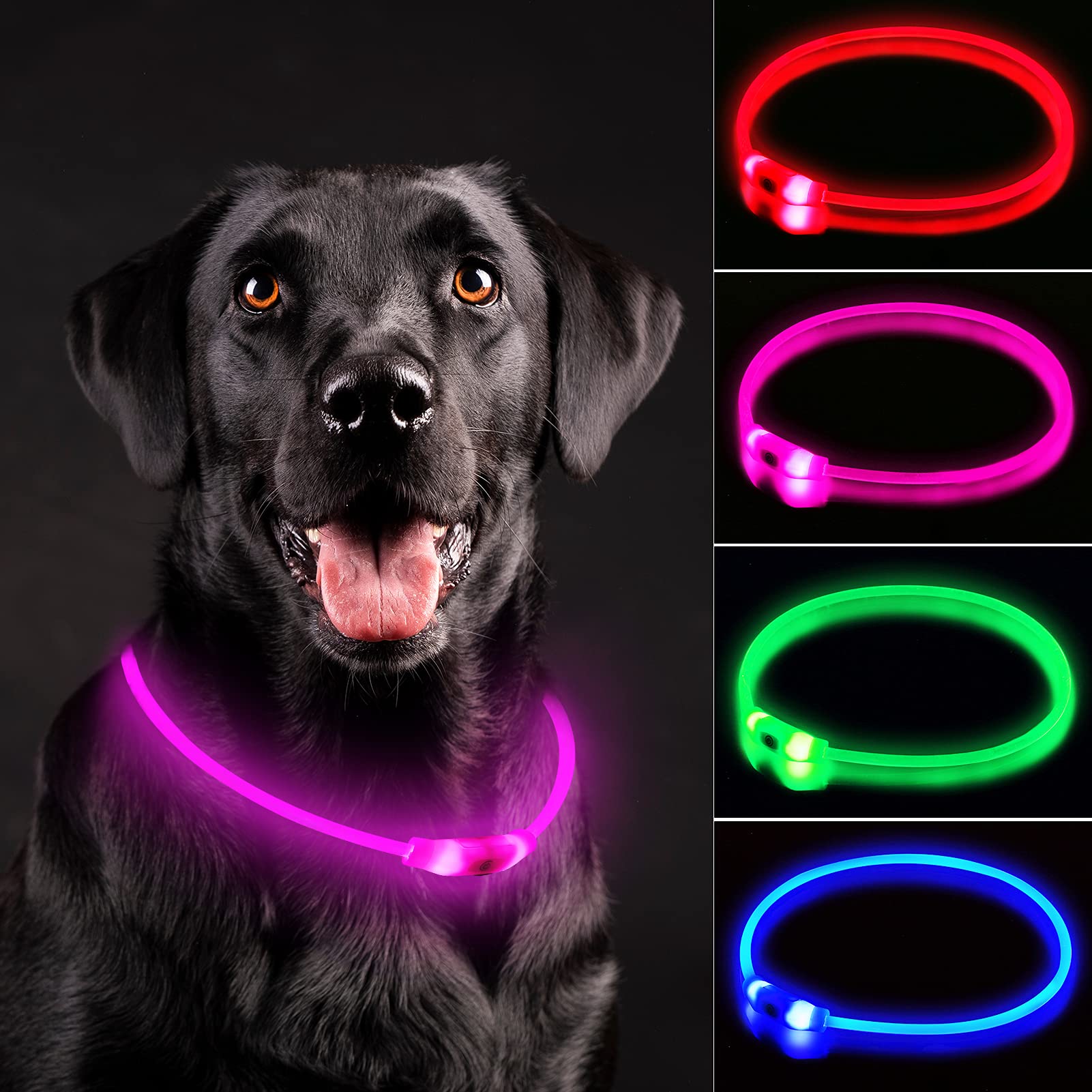 Photo 1 of NOVKIN LED Dog Collar, Rechargeable Light Up Dog Collars,IP67 Waterproof Dog Lights for Night Walking?Adjustable, Reusable Safety Necklace for Small Medium Large Dogs (Pink)