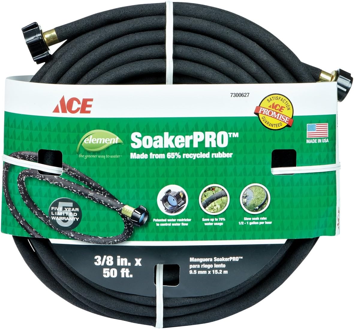 Colorite Plastics ACELSP38050 Soaker Pro Hose 3/8" x 50' Rubber