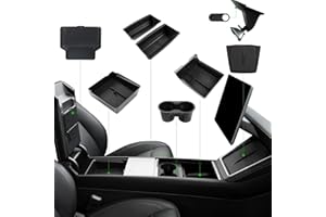 FORONETRY 10PCS Center Console Organizer Tray for 2025 2026 Tesla Model Y Juniper Accessories, Under Seat Storage Armrest Hidden Storage Box Cup Holder Charger Pad for Tesla Model Y Juniper