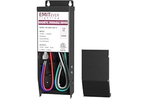EMITEVER 200W Magnetic Dimmable LED Drvier, 12V Transformer Magnetic Power Supply 120VAC to 12VDC, Compatible with Lutron and Leviton Dimmer, for LED Strip Light,Kitchen,Cabinet,ETL Listed
