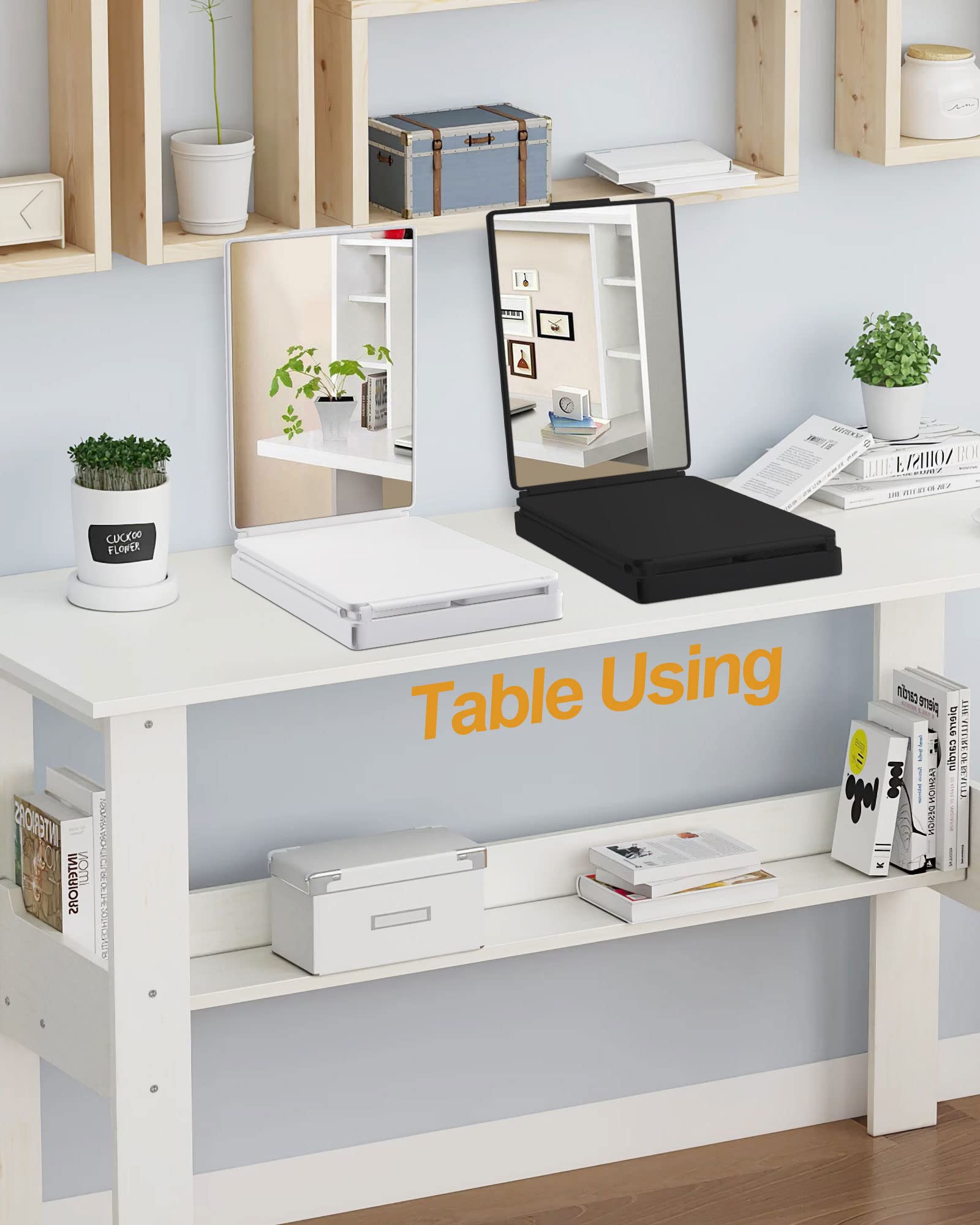 5 Way Mirror for Self Hair Cutting & Shaving, 360 Makeup Mirror with Height Adjustment for Braiding & Styling (Black)