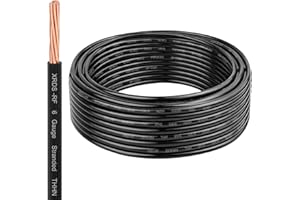 XRDS -RF XRDS-RF THHN Wire 25FT, 6AWG Stranded Copper THHN Electrical Wire, Black Nylon-Coated Thermoplastic Insulated Cable for Indoor Conduit Wiring, 600V Rated