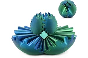 VRFASHION Gear Ball, 3D Printed Gear Ball Spin Ball Fidget Toy, Stress Ball, Gear Sphere Desk Toy for Sensory Needs and Autism, Anxiety Relief 3D Printed Toys (Laser Green Blue, Large)