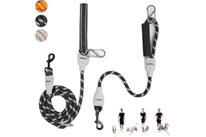 TOONOVEL Hands Free Dog Leash, 7 in 1 Multifunctional Reflective Dog Leash, Two Dog Leash No Tangle, Crossbody or Double Dog Multifunction Leash for Medium Large Dogs, Detachable Short Dog Leash (Black)