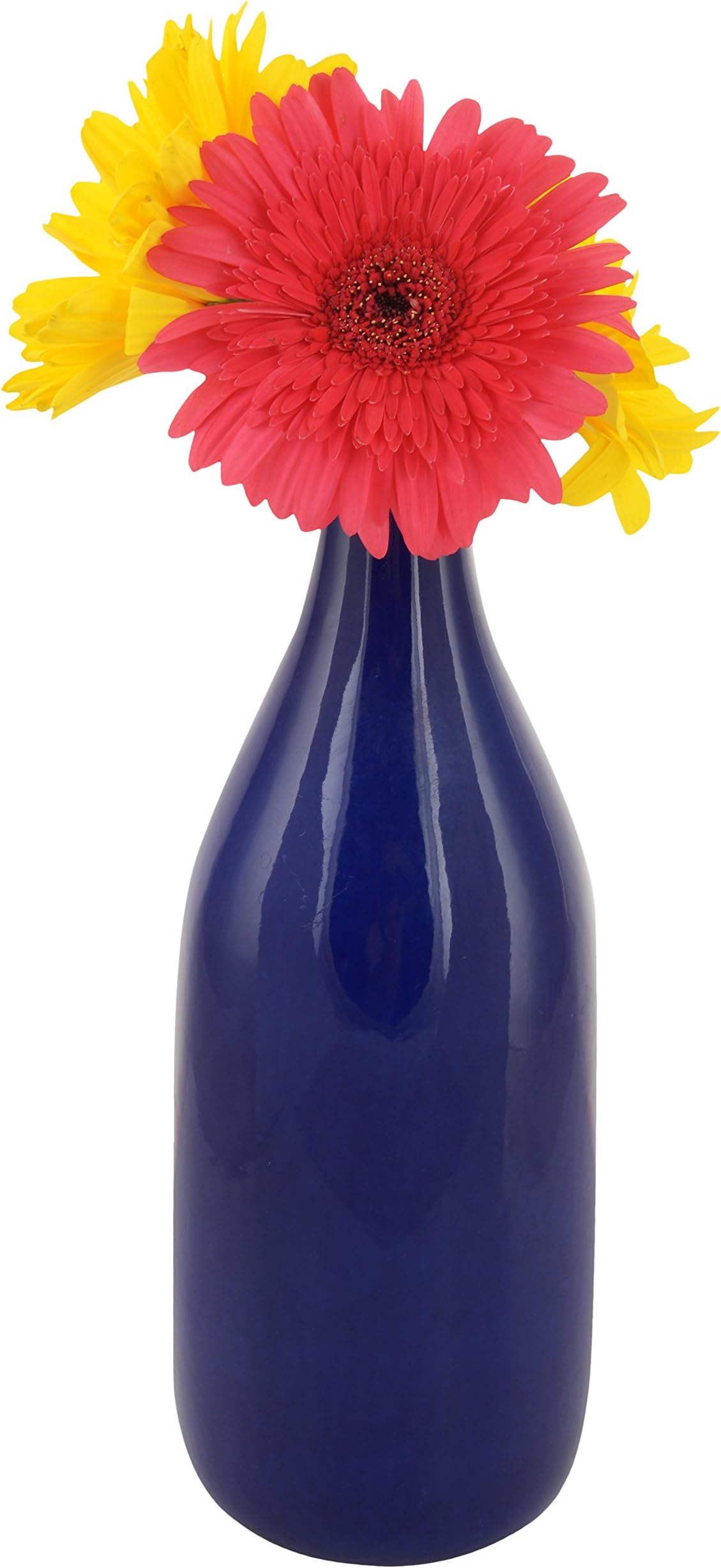 Woodenlave Decorative Ceramic Flower Vase Pot for Living Room Office Home Corner Vases for Indoor Plants Latest Flower Designer Planter for Home Decoration - (9.5 x 9.5 x 26 cm, Blue)