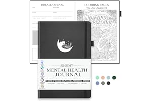 SIMSIMY Mental Health Journal, 91-Day Self Care Journal for Women Men, Guided Anxiety & Stress Relief Journal with Mood Tracker, Cognitive Behavioral Therapy Journaling with Mental Health Coloring Pages & Dream Log