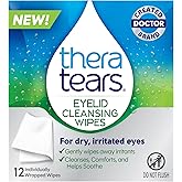TheraTears Eyelid Cleansing Wipes – 12 Individually Wrapped Wipes with Cucumber Extract, for Daily Cleaning of Eye Lashes & Lids
