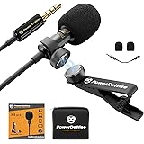 PowerDeWise Professional Grade Lavalier Clip On Microphone - Lav Mic for Camera Phone iPhone GoPro Video Recording ASMR - Sma