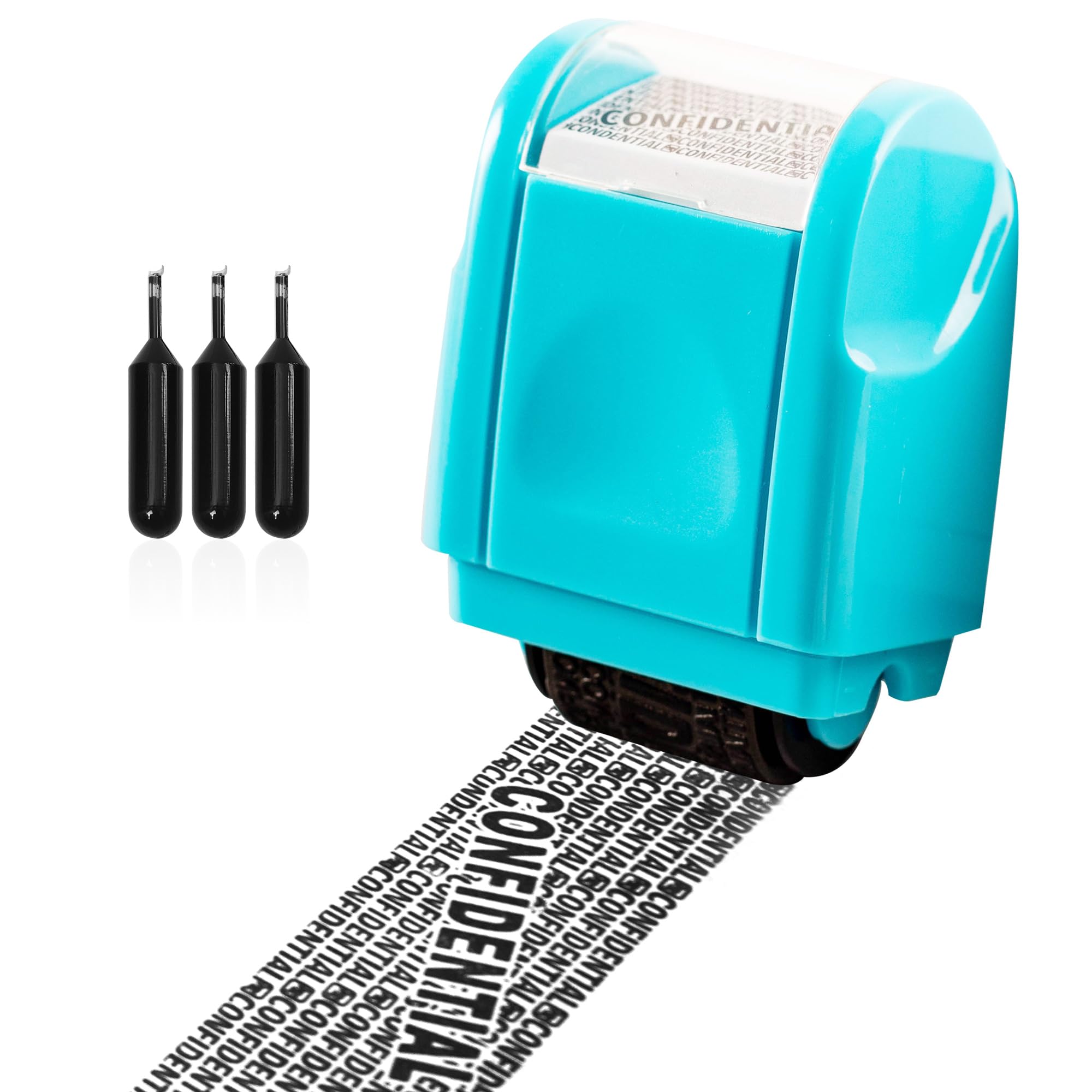 HONGCI Privacy ID Address Blocker Stamp, Blue, Rectangular, Roller Stamp, Rubber, Identity Theft Protection, Personal Data Security, 0.7 Inches, 100 Meters