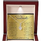 Birthday Gifts for Wife from Husband | Soulmate Necklace with Heartfelt Message Card & Box | Anniversary, Birthday, Christmas or Valentine’s Day Gift for Girlfriend, Fiancée
