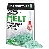 Snow Joe Premium Enviro Blend Snow & Ice Melt, Green-Coated Deicer Crystals, 25 lb - Safer Melter for Vegetation, Concrete & 