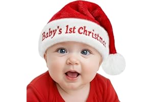 Domkier Baby Santa Hat Christmas Hat for Infant, Babys First Christmas Plush Classic Santa Claus for Xmas Holiday New Year Party