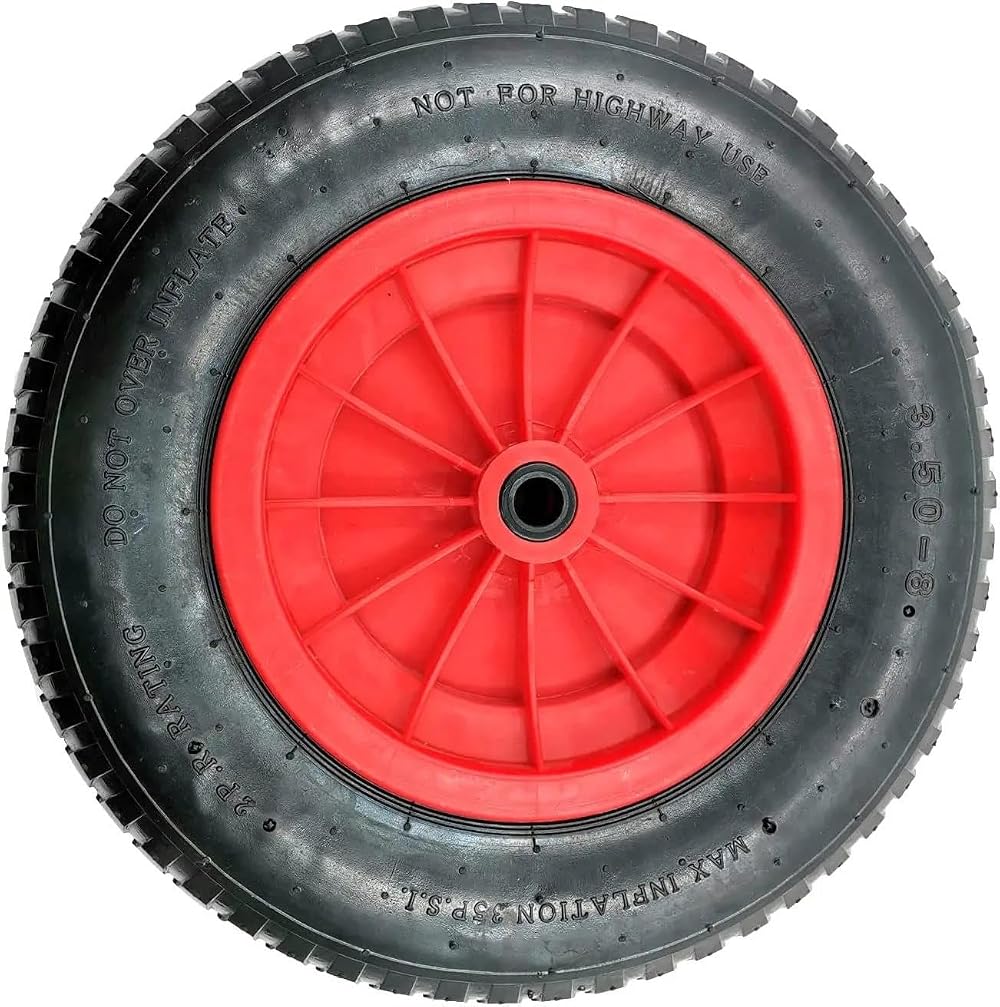 Easy Shopping 14 Inch Wheelbarrow Wheel Pneumatic 3.50-8 Replacement Red