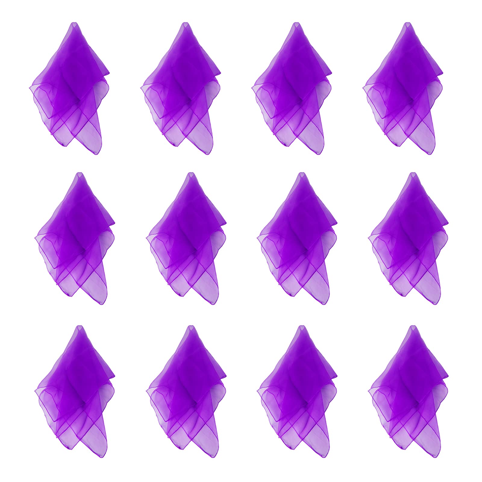 Larcele 12 Piece Juggling Plain Weave Dance Scarf for Performance Prop Accessory 24 x 24 inches WDSJ-02（Dark purple）