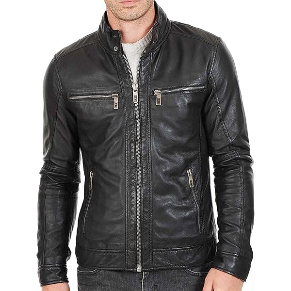 Kingdom Leather New Men Motorcycle Black Cowhide Cow Leather