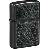 Zippo Pattern Design High Polish Black Pocket Lighter