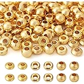 Pandahall 300Pcs Brass Gold Filled Beads 18K Gold Plated Spacer Beads 3mm Round Disc Rondelle Metal Spacer Smooth Seamless Brass Tiny Charms for Necklace Bracelet Jewelry Making