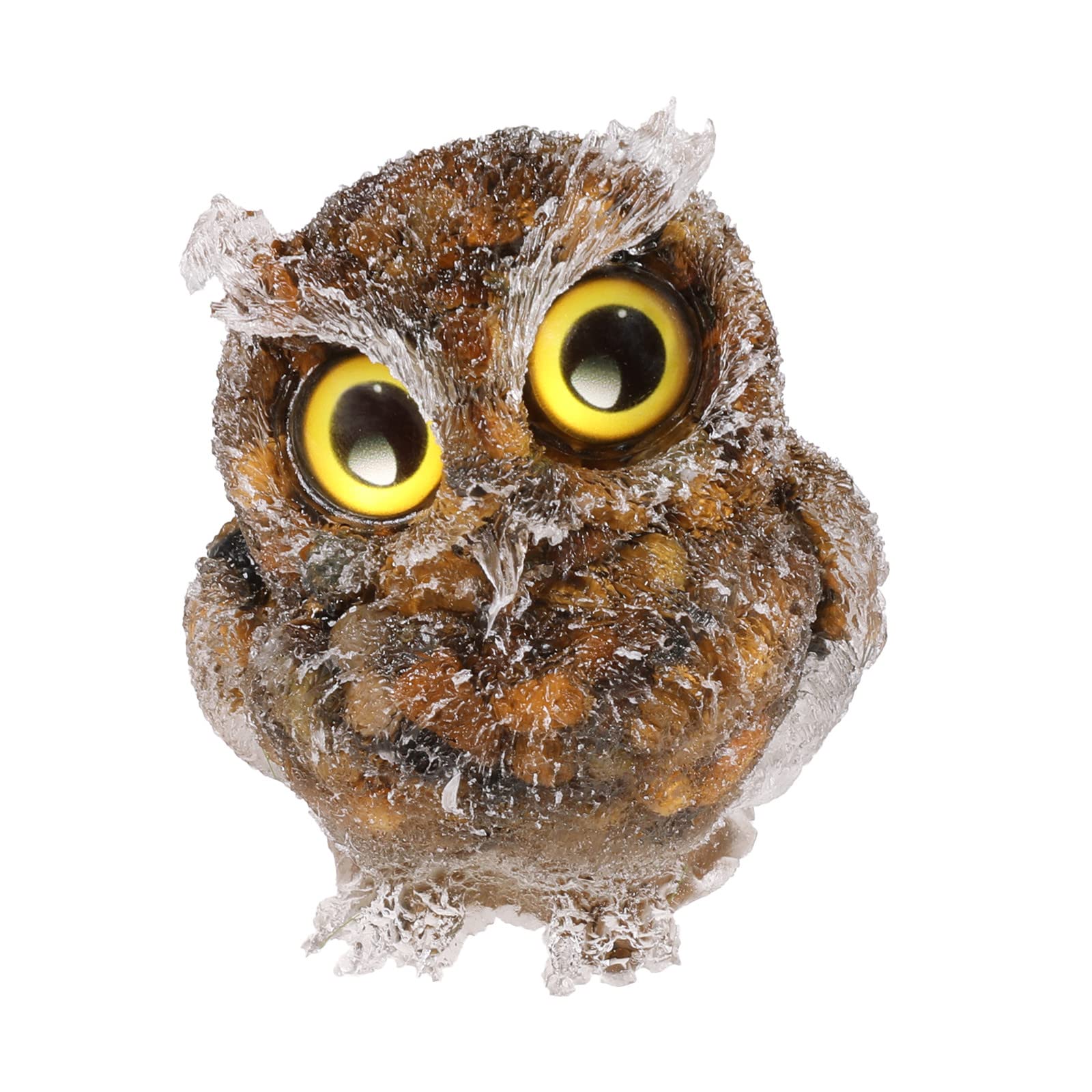mookaitedecor 3 Inch Tiger's Eye Crystal Owl Figurine Ornament for Home Office Decor Housewarming Gift Large Owl Gift for Men Women, Resin Stone Animal Sculpture Statue Good Luck Ornament