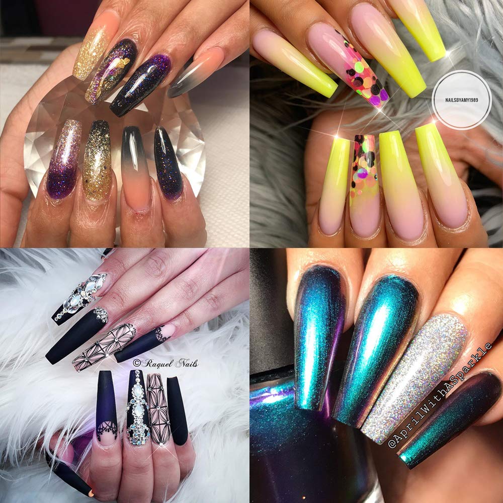 Coffin Nails Long Fake Nails - Clear Acrylic Nails Coffin Shaped Ballerina Nails Tips BTArtbox 500pcs Full Cover False Nail Artificial Nails with Case for Nail Salons and DIY Nail Art, 10 Sizes: Beauty
