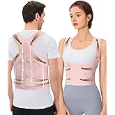 URSEXYLY Back Brace Posture Corrector for Women and Men, Breathable Shoulder Brace, Upper and Lower Back Pain Relief, Adjustable Full Back Support(Large,Pink)