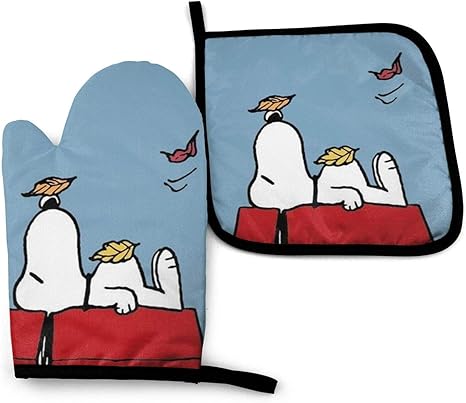 Amazon オーブンミットと鍋つかみセット秋が来ていますスヌーピー耐熱キッチングローブ鍋パッドノンスリップマット調理用ベーキングバーベキュー 鍋つかみ ミトン オンライン通販