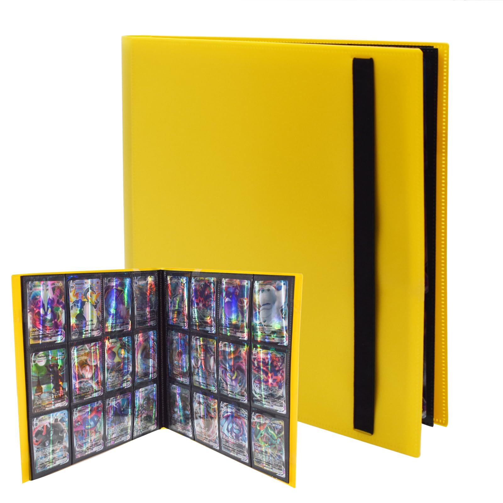 Cyiecw 12-Pocket Trading Card Albums - 480 Pockets Trading Card Album Binder Holder, Waterproof Collection Trading Card Albums for Loading Slot Trading Card Album Folder, Good for Collectors (Yellow)