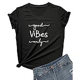 DANVOUY Womens Causal Short Sleeve V-Neck T-Shirt Graphic Tees