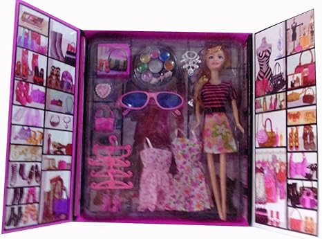 SHOP & SHOPPEE Multicolour Plastic Adorable Cute Doll with Dress, Shoes and Accessories